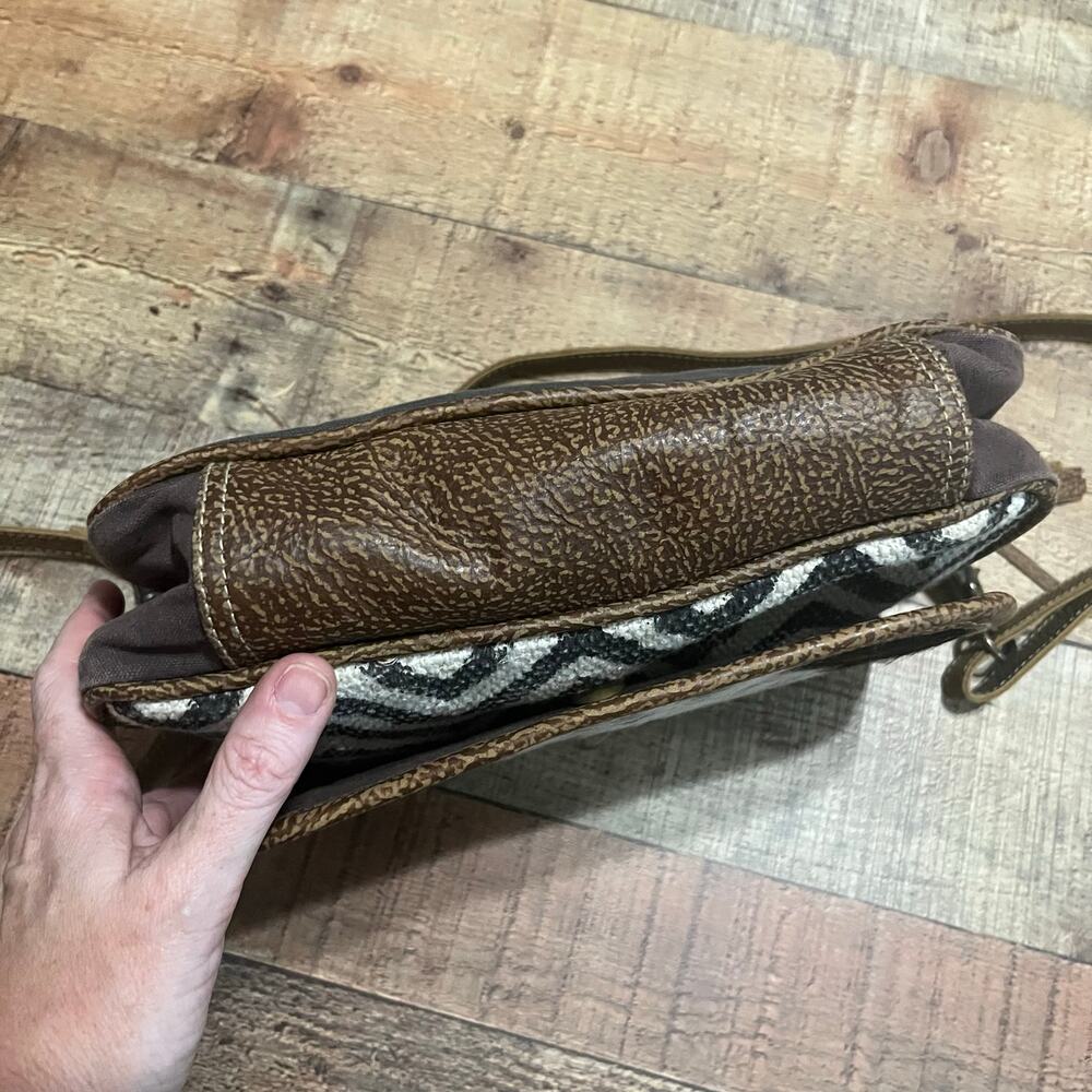 Myra Bag Women's Leather Cotton Crossbody Bag Purse 13"x9"x3" Western Country - Picture 4 of 7